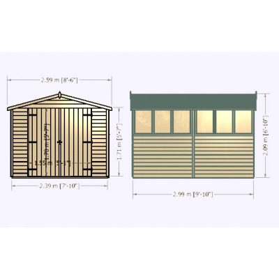 Overlap Dipped Double Door flatpacked 10 x 8
